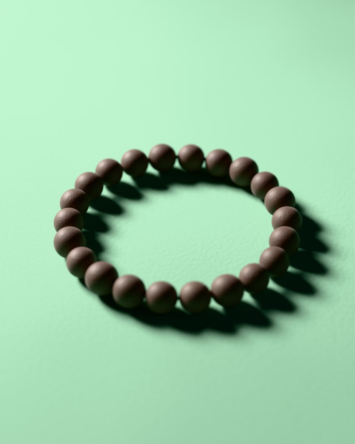 The Goose-Pear Canopy bracelet with 8 mm beads, a 3D rendering